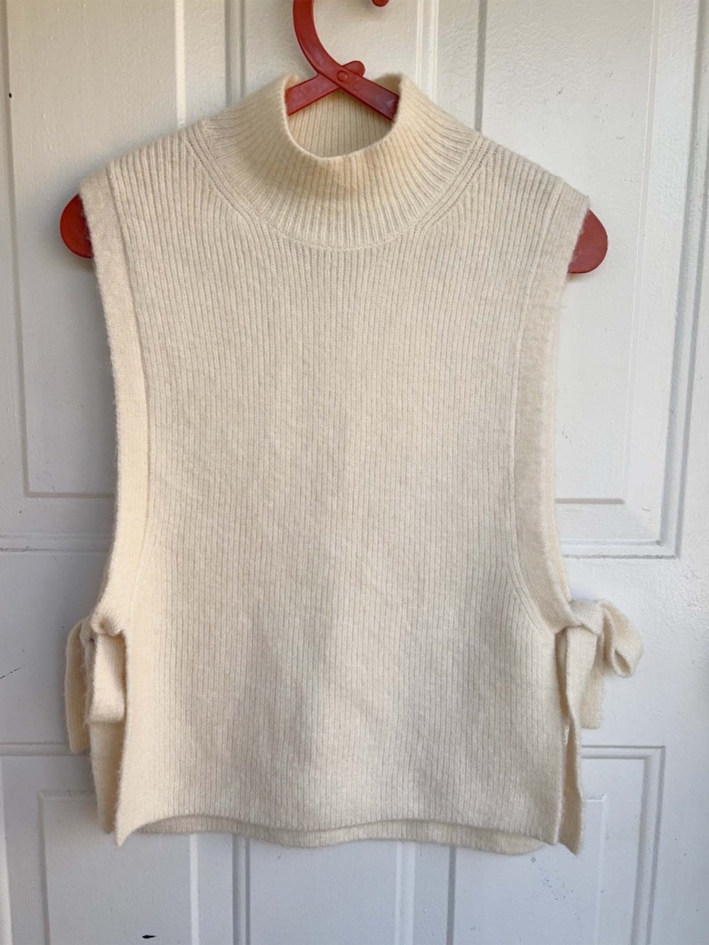 & Other Stories Wool Mohair Side Tie Sweater Vest Cream One Size Mock Neck